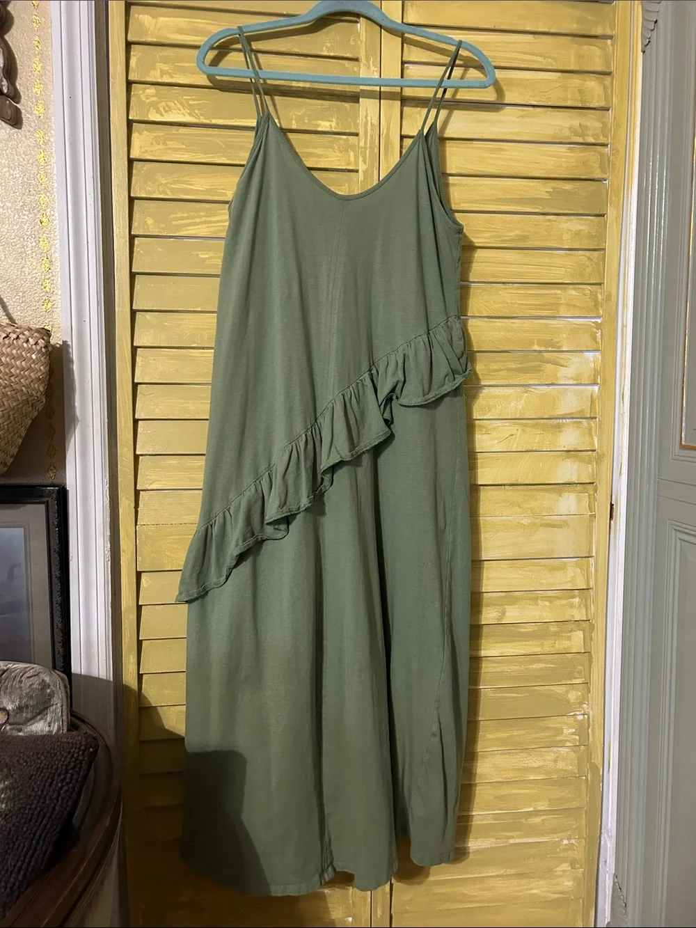 Zara Olive Green Ruffle Strap Sundress